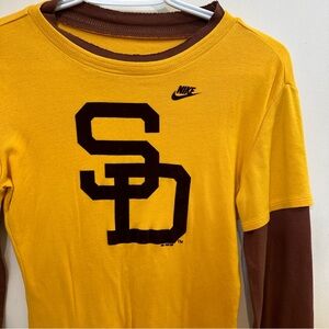 Nike Cooperstown SD San Diego Padres Long-sleeve, Small, Yellow & Brown, good!
